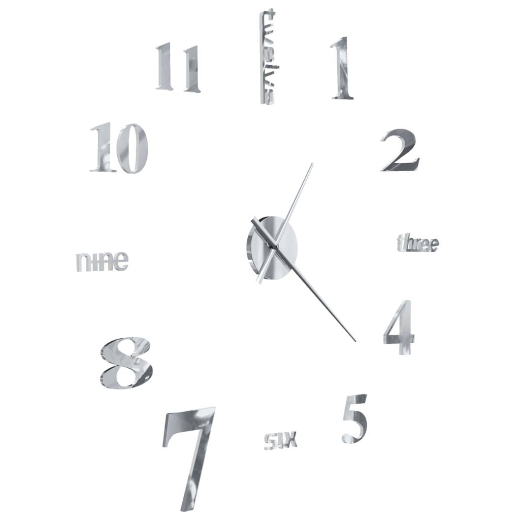 vidaXL 3D-Wanduhr Modernes Design 100 cm XXL Silbern-1