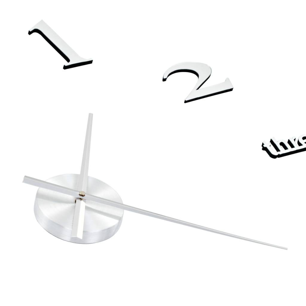 vidaXL 3D-Wanduhr Modernes Design 100 cm XXL Silbern-2