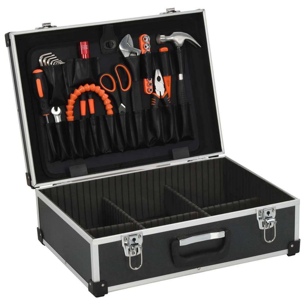 Werkzeugkoffer 46 x 33 x 16 cm Schwarz Aluminium-4