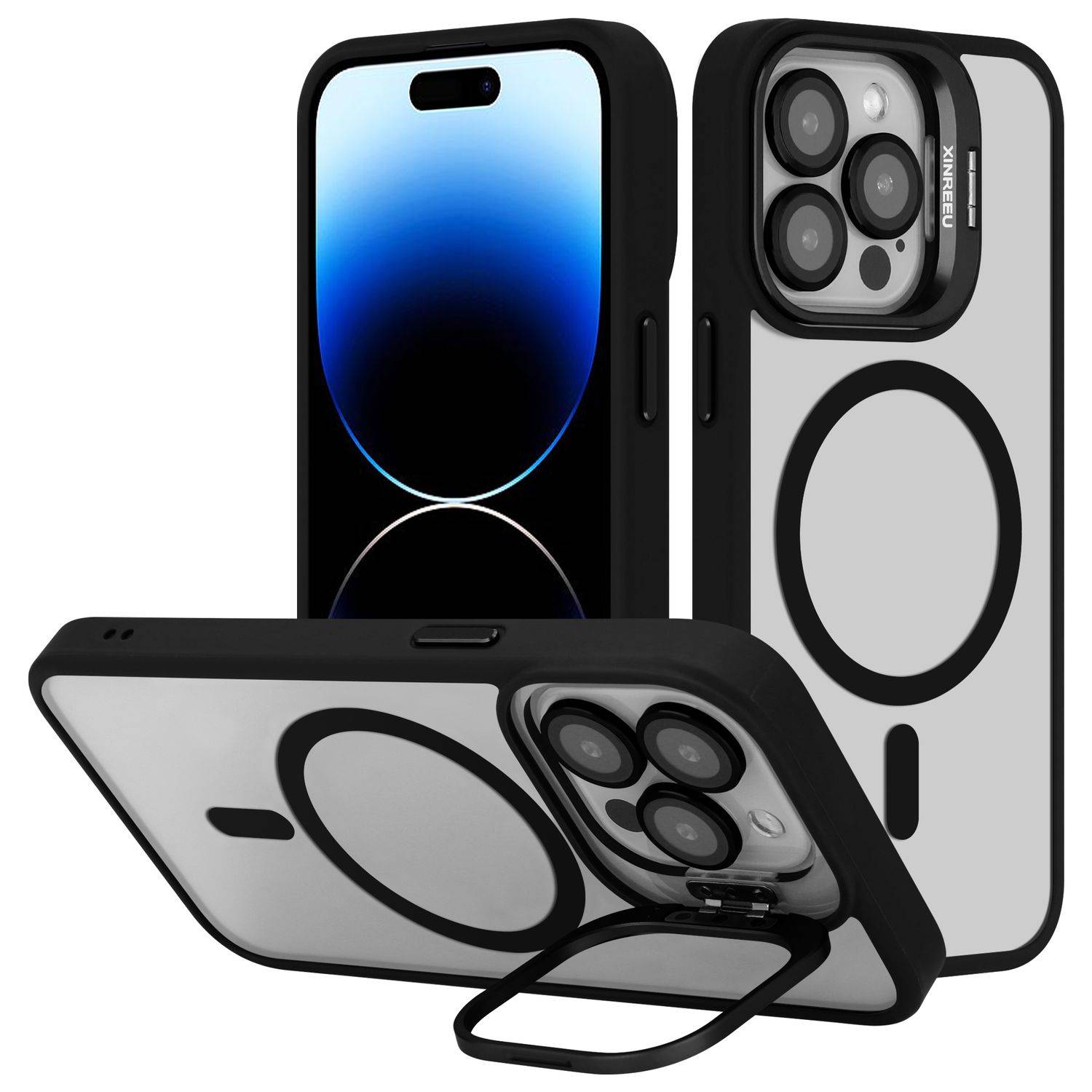 Cadorabo Hülle für Apple iPhone 15 PRO MAX in Schwarz kompatibel mit MagSafe Standfunktion inkl. Kameralinsen Schutz-0