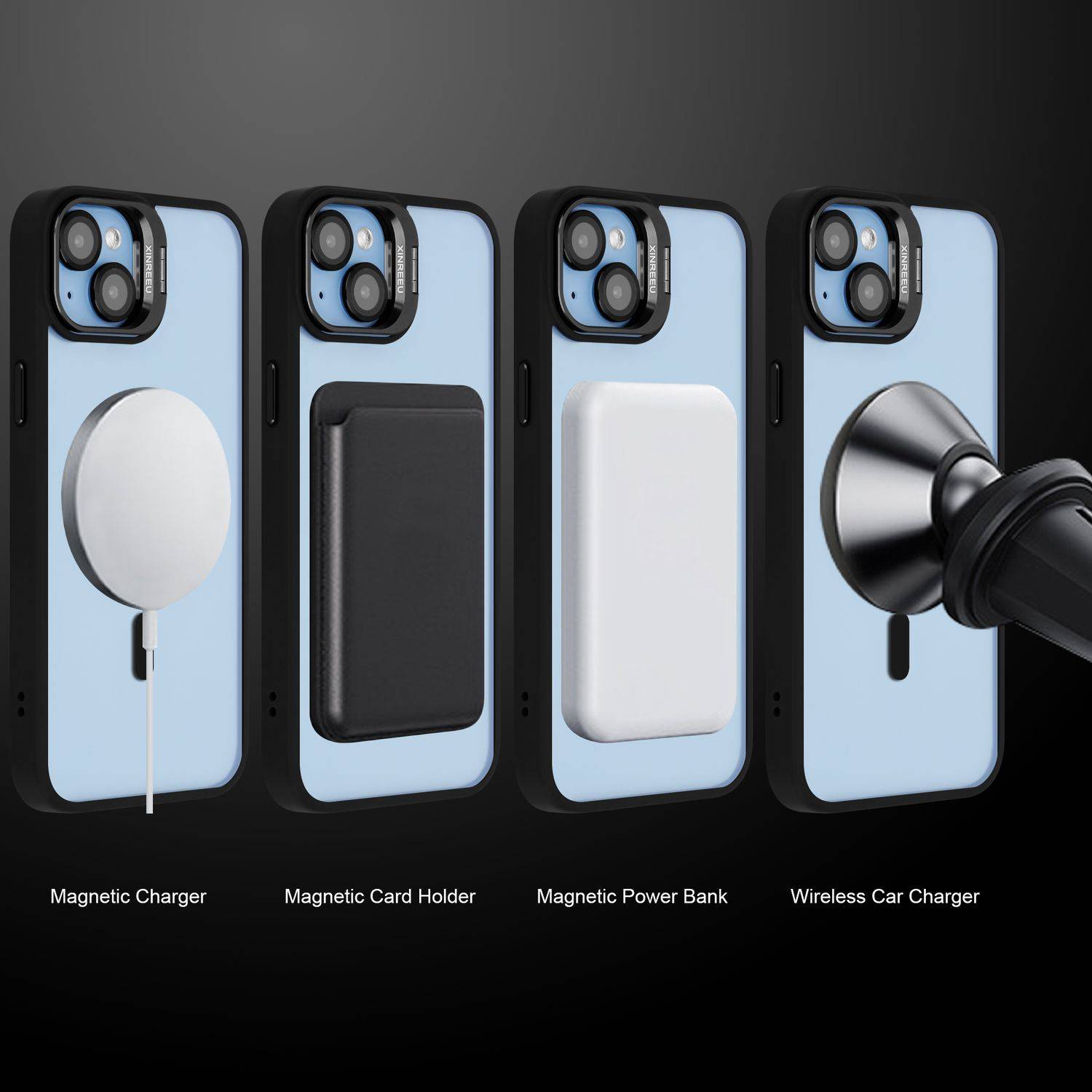 Cadorabo Hülle für Apple iPhone 15 PLUS in Schwarz kompatibel mit MagSafe Standfunktion inkl. Kameralinsen Schutz Hülle-1