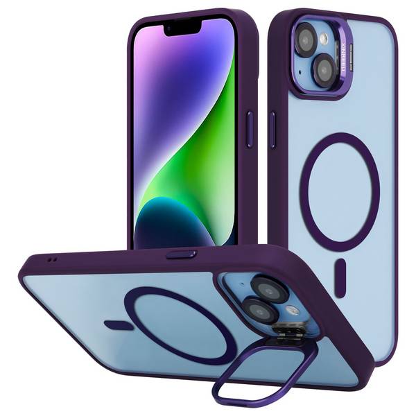 Cadorabo Hülle für Apple iPhone 15 PLUS in Violett kompatibel mit MagSafe Standfunktion inkl. Kameralinsen Schutz Hülle
