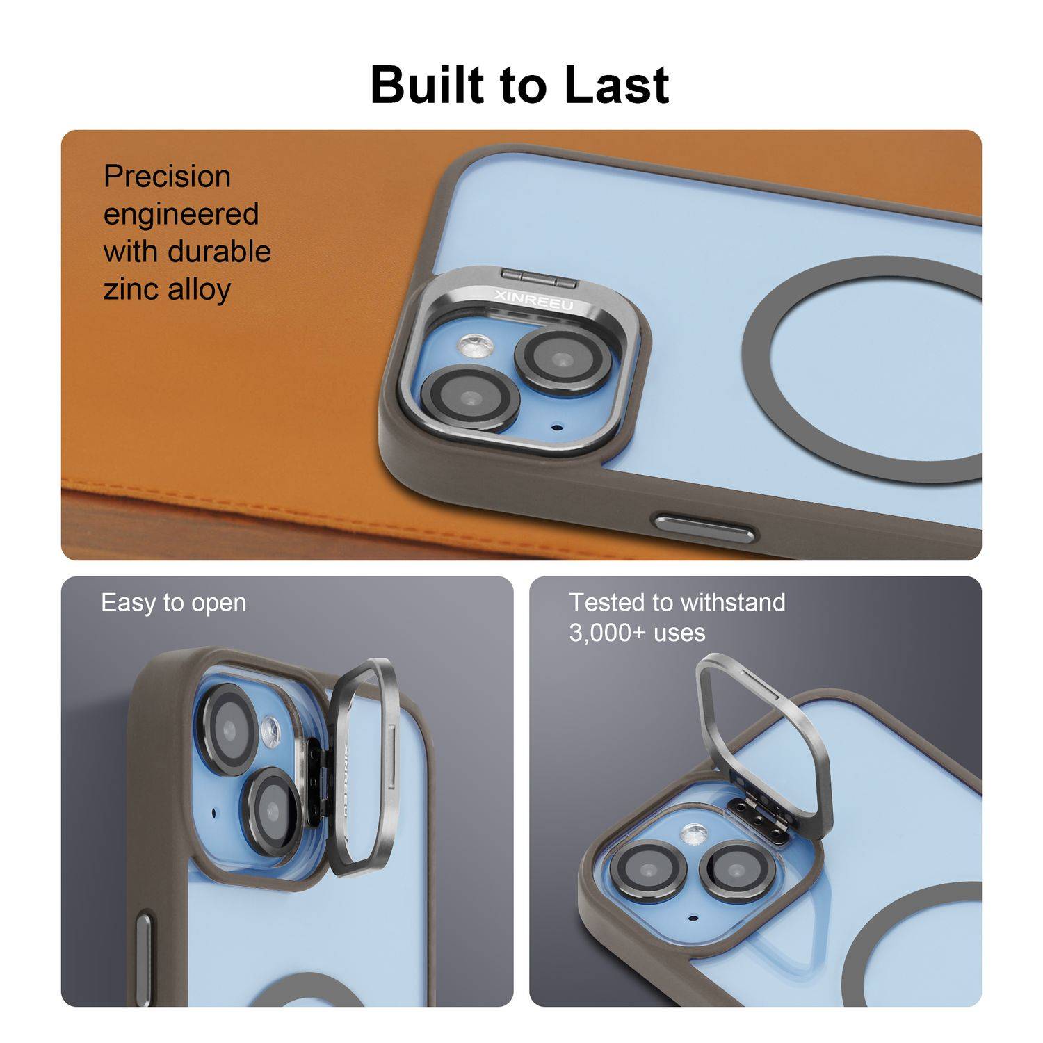 Cadorabo Hülle für Apple iPhone 15 in Grau kompatibel mit MagSafe Standfunktion inkl. Kameralinsen Schutz Hülle-3