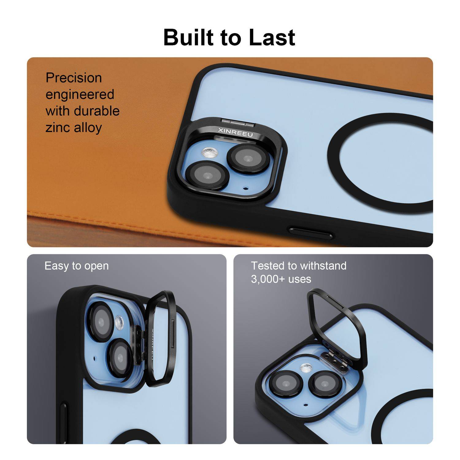 Cadorabo Hülle für Apple iPhone 15 PLUS in Schwarz kompatibel mit MagSafe Standfunktion inkl. Kameralinsen Schutz Hülle-3