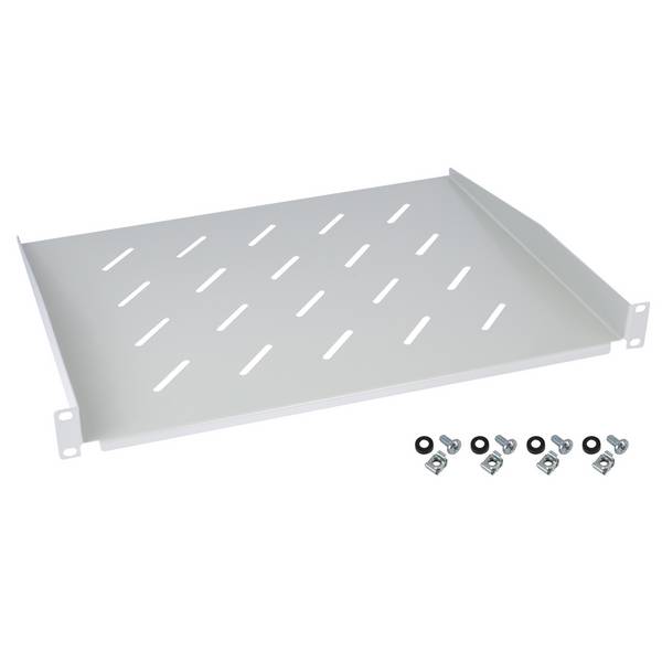 HMF 65499 Fachboden für Serverschrank | 19 Zoll | 1 HE | 350 mm Einbautiefe | Lichtgrau