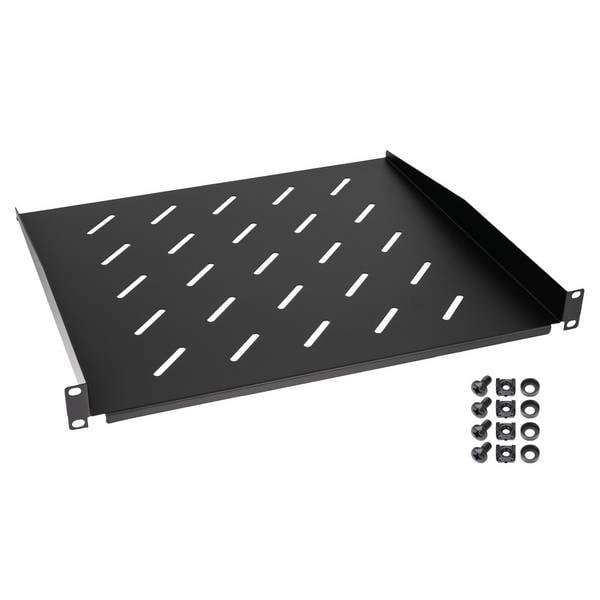 HMF 65499 Fachboden für Serverschrank | 19 Zoll | 1 HE | 400 mm Einbautiefe | Schwarz