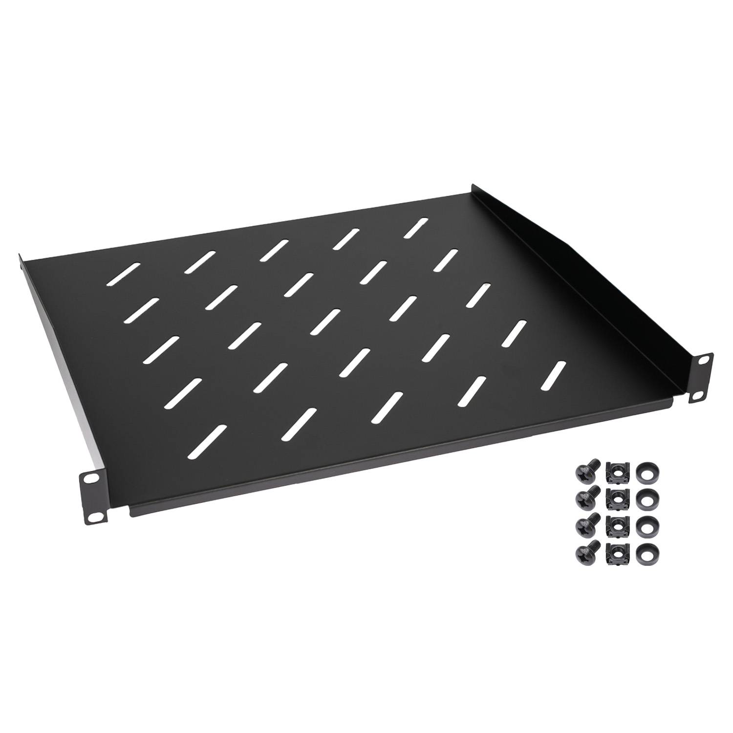 HMF 65499 Fachboden für Serverschrank | 19 Zoll | 1 HE | 400 mm Einbautiefe | Schwarz-0
