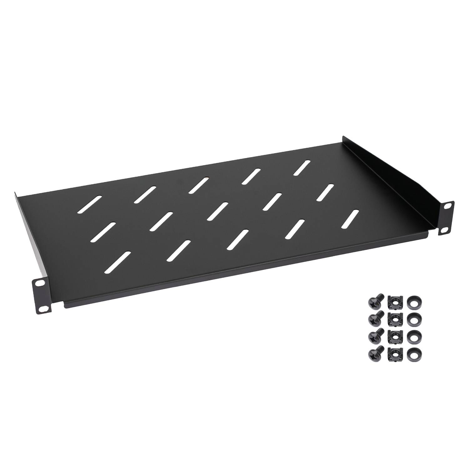 HMF 65499 Fachboden für Serverschrank | 19 Zoll | 1 HE | 250 mm Einbautiefe | Schwarz-0