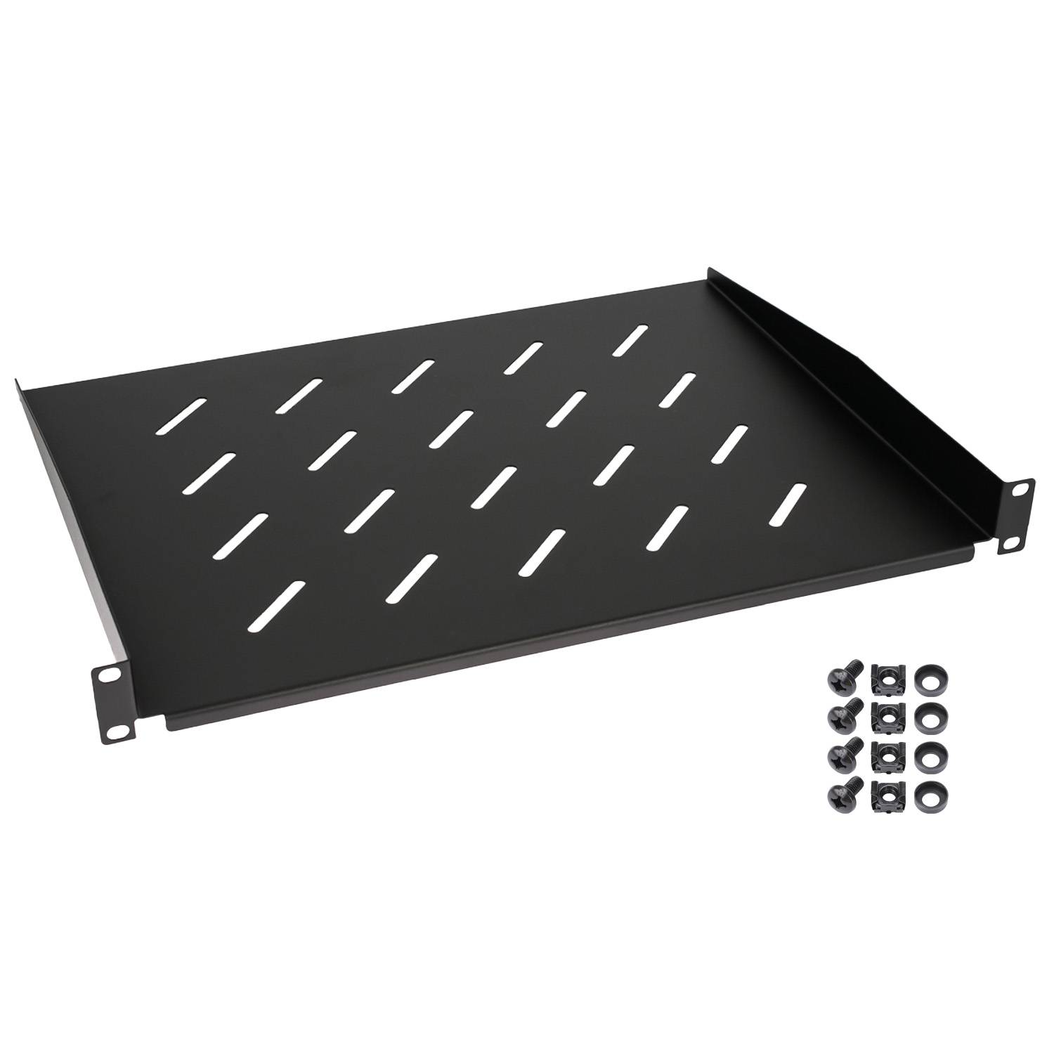 HMF 65499 Fachboden für Serverschrank | 19 Zoll | 1 HE | 350 mm Einbautiefe | Schwarz-0