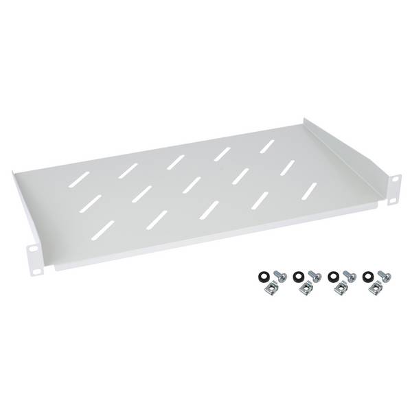 HMF 65499 Fachboden für Serverschrank | 19 Zoll | 1 HE | 250 mm Einbautiefe | Lichtgrau