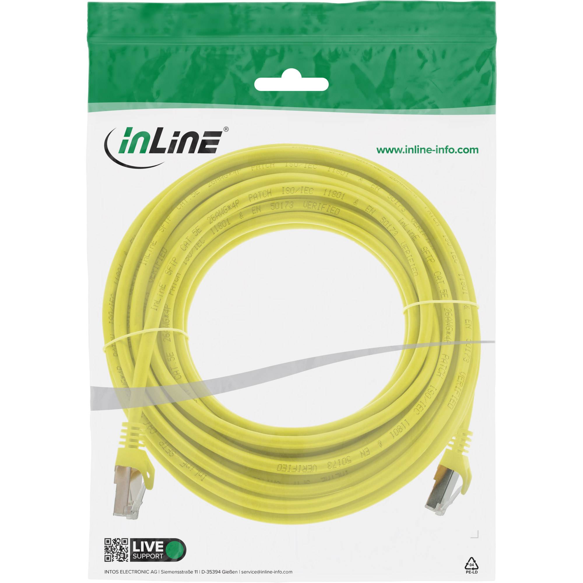 InLine® Patchkabel, SF/UTP, Cat.5e, gelb, 10m-1