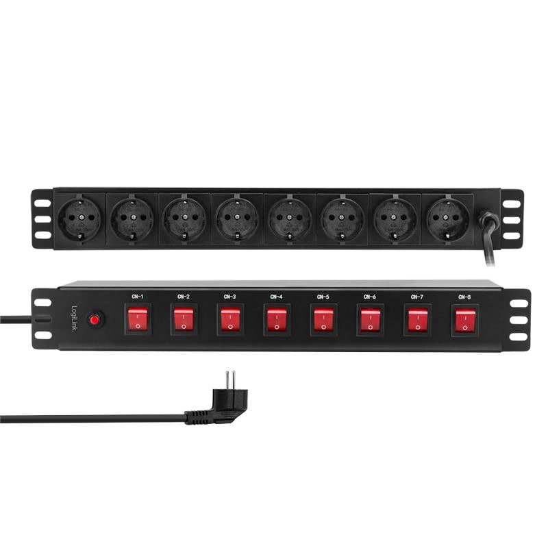 LogiLink Professional 19" Steckdosenleiste 8-fach, jede Steckdose einzeln schaltbar-0