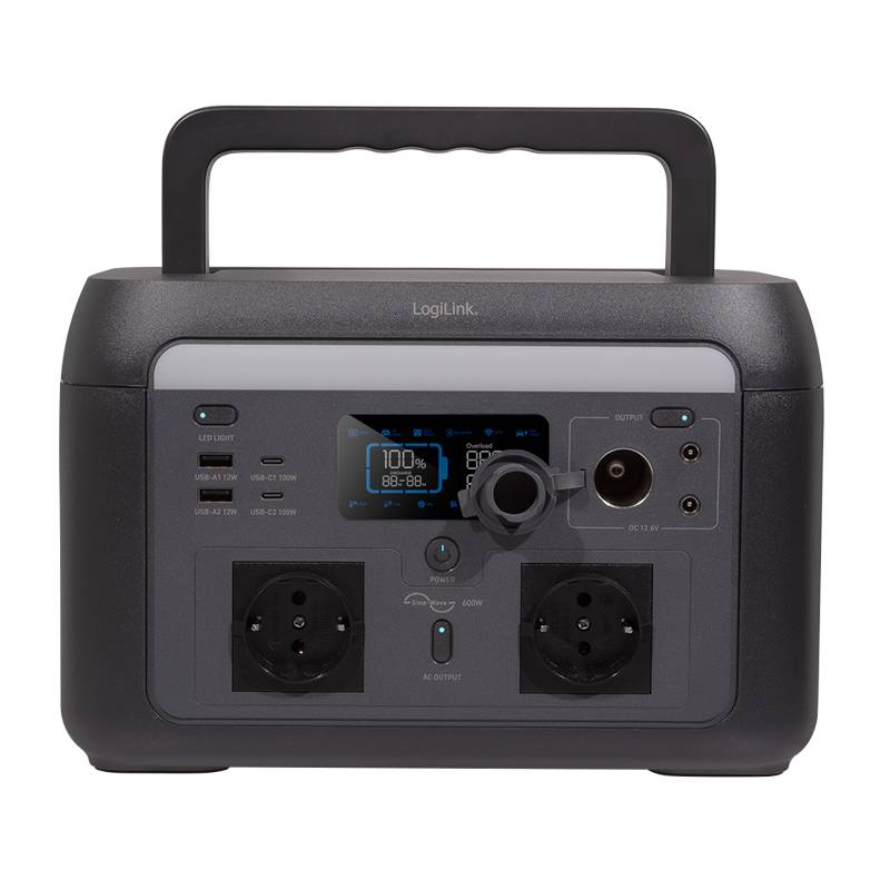 LogiLink Powerstation LiFePO4-Akku schwarz tragbar - Netzteil - 600 W-1