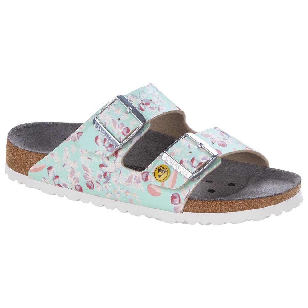 Birkenstock ESD-Sandale Arizona, Größe 37, Flower Field Rose, schmal