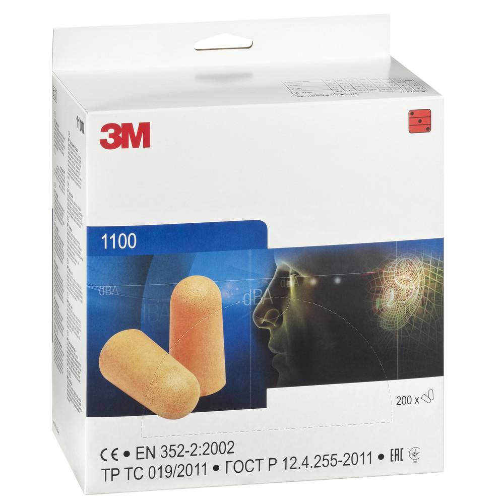 3M Gehörschutzstöpsel 1100, Spenderbox à 200 Paar-0