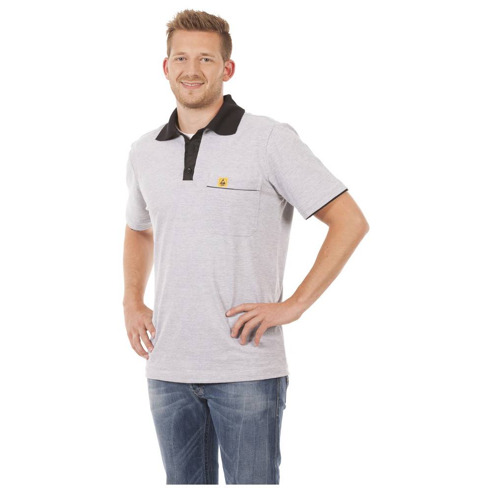 Warmbier ESD-Polo-Shirt, mit schwarzem Kragen, 2XL, grau-0