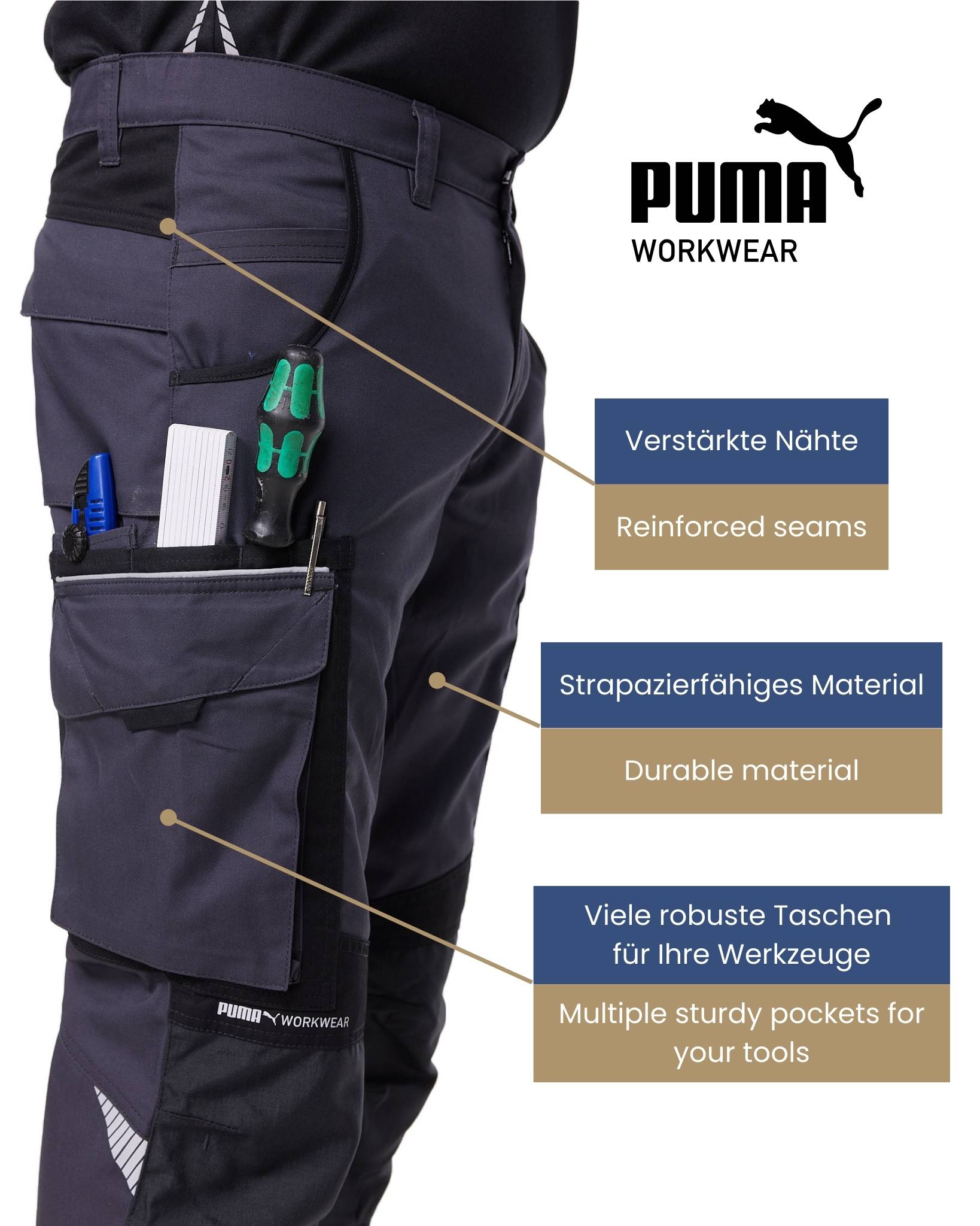 PUMA WORKWEAR PRECISION X Bundhose Anthrazit/Schwarz 46-1