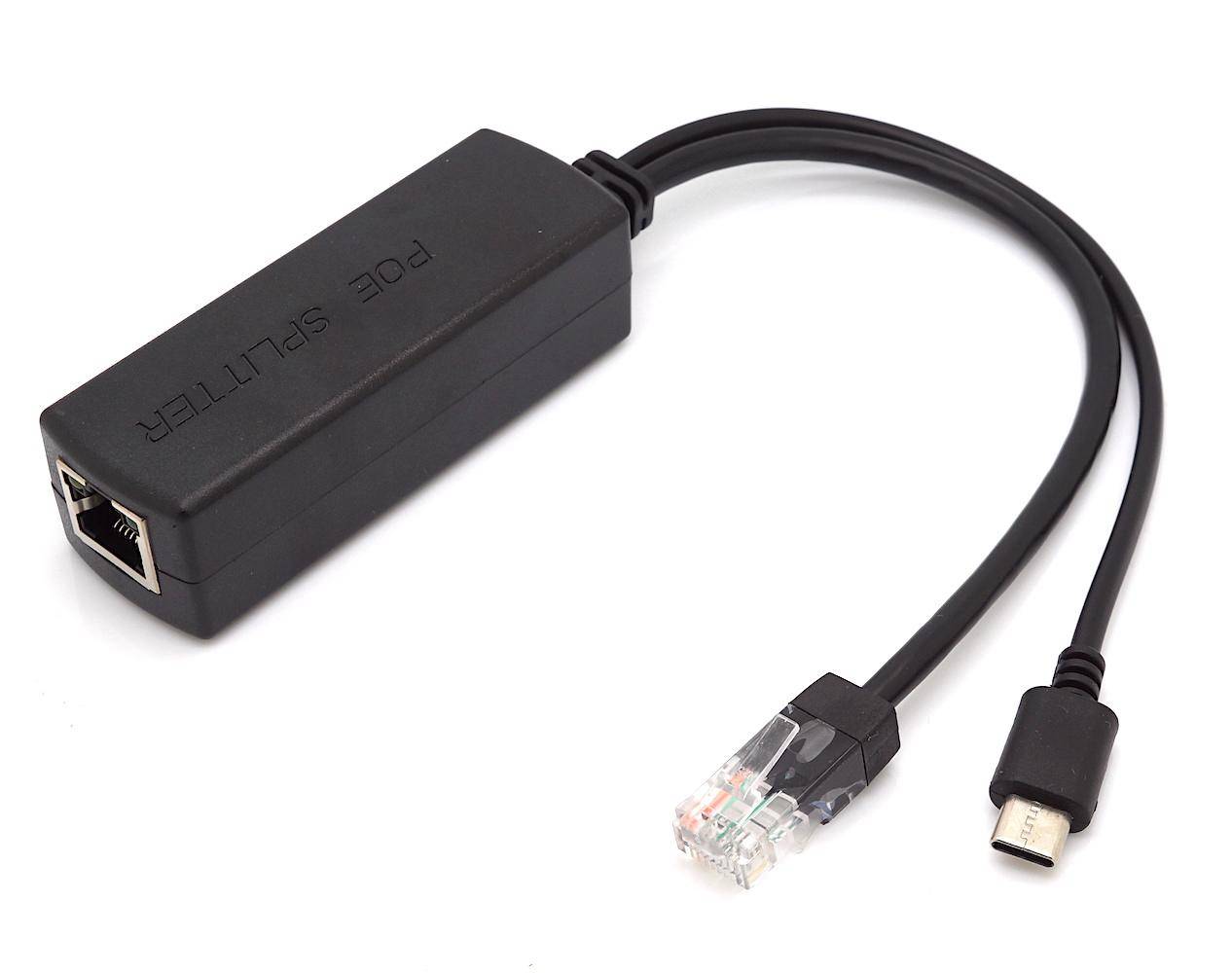 PoE Splitter RJ45 48V > USB Type C Stecker 5V / 2,5A-0