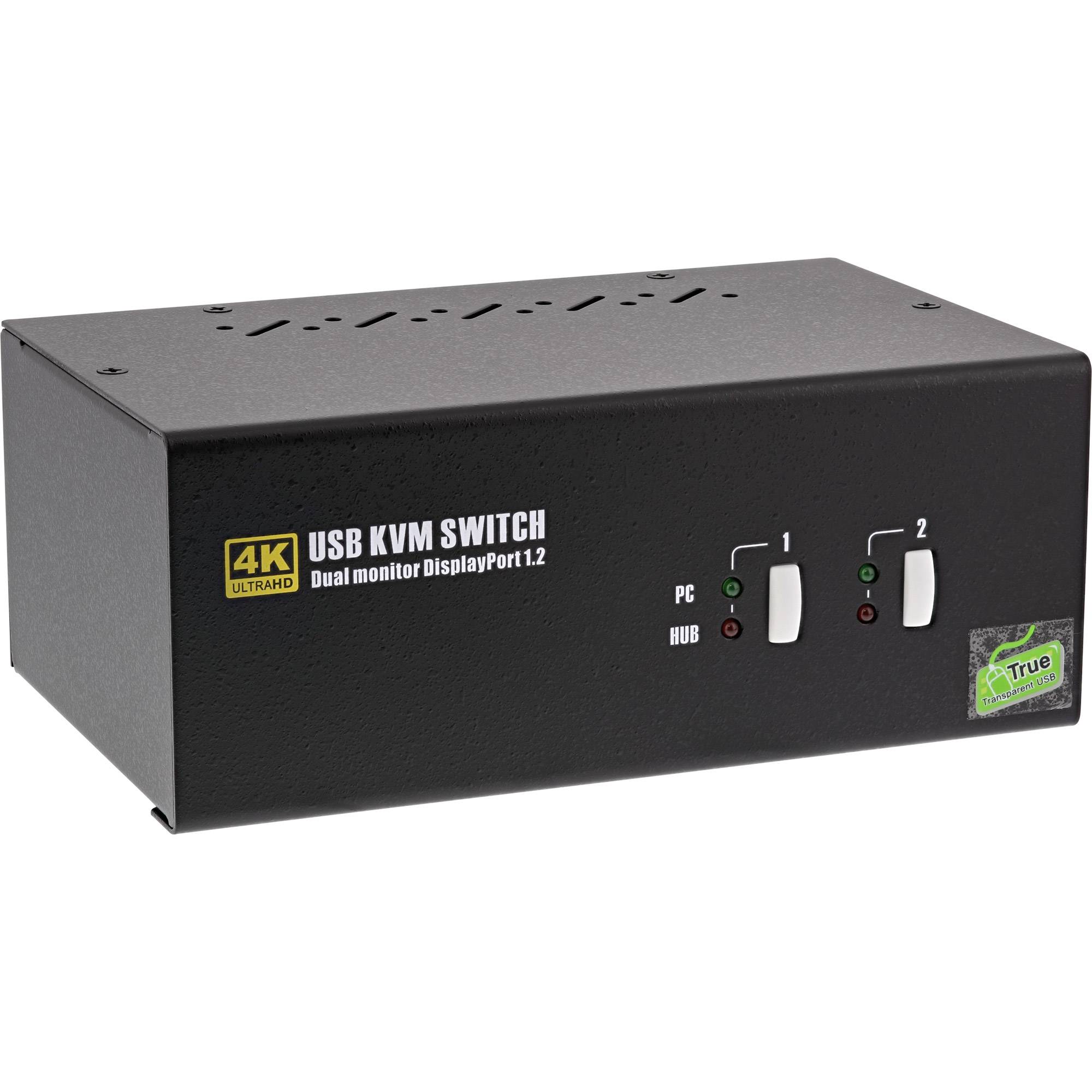 InLine® KVM Desktop Switch, 2x, Dual-Monitor DisplayPort 1.2, 4K, USB 2.0, Audio-0