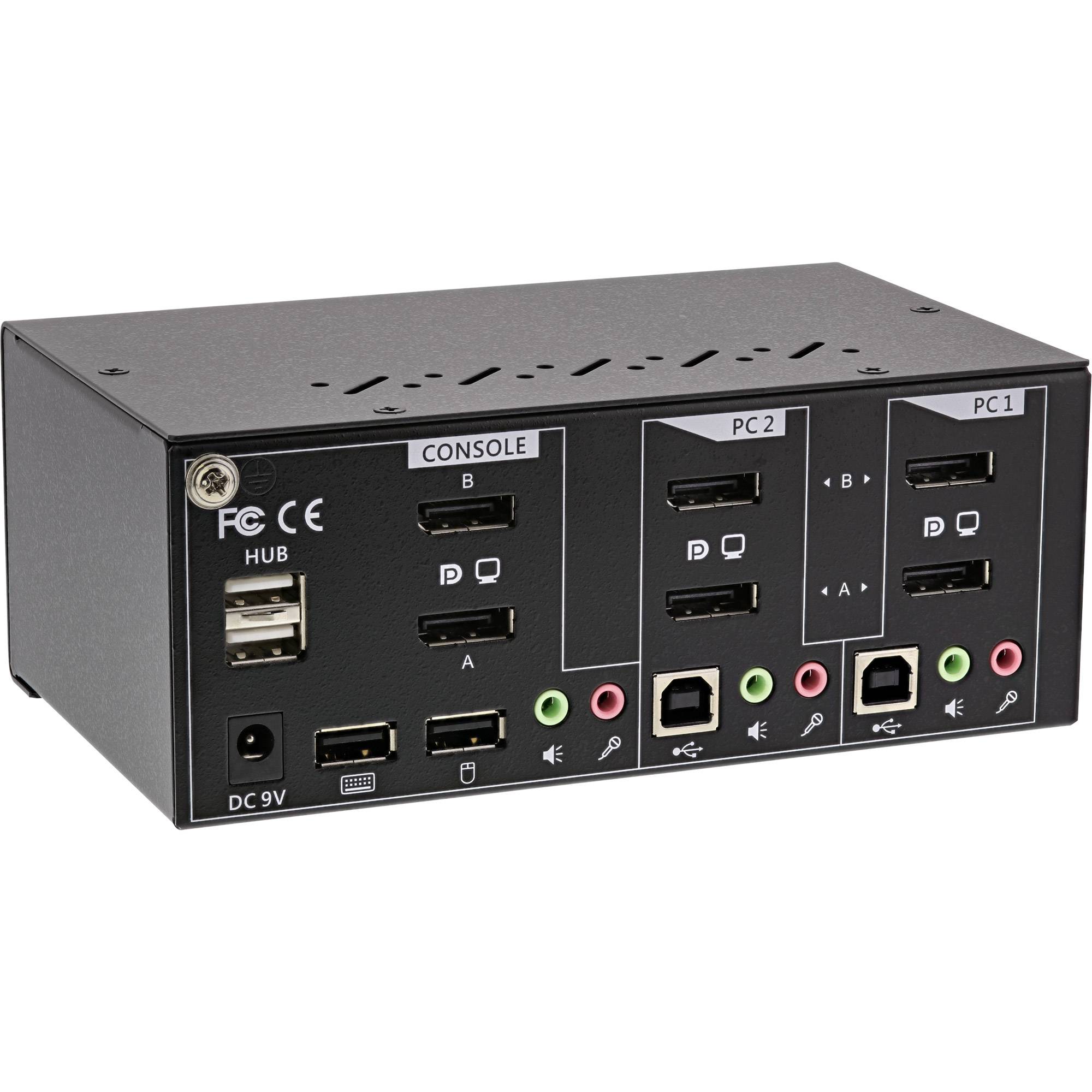 InLine® KVM Desktop Switch, 2x, Dual-Monitor DisplayPort 1.2, 4K, USB 2.0, Audio-1