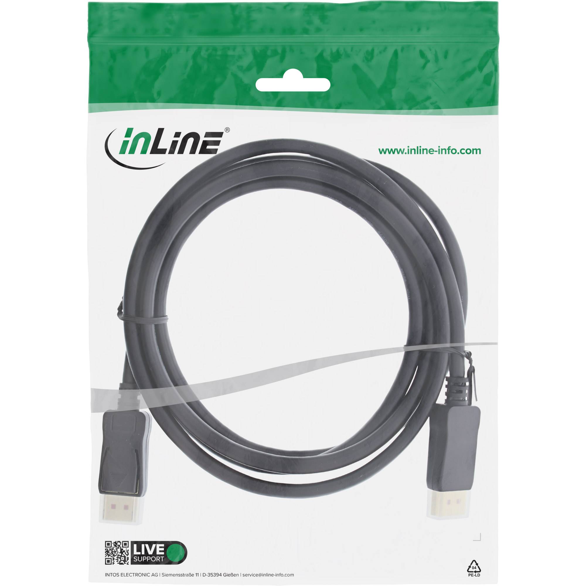 InLine® DisplayPort 1.4 Kabel, 8K, schwarz, vergoldete Kontakte, 3m-3