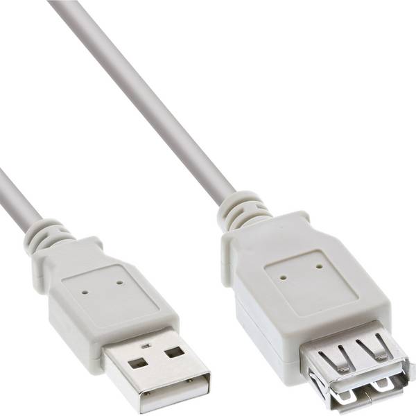 InLine® USB 2.0 Verlängerung, Stecker / Buchse, Typ A, beige, 5m