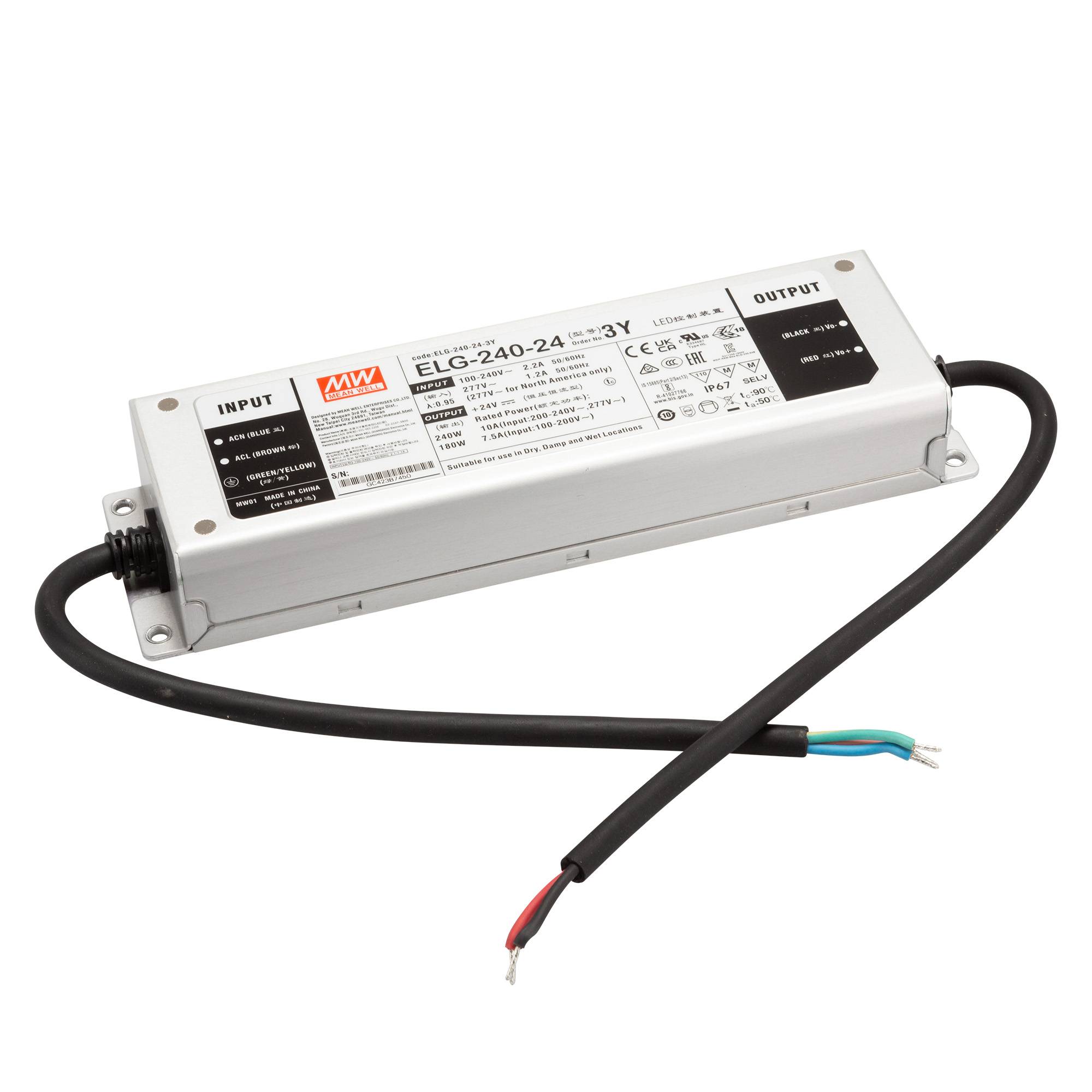 Mean Well ELG-240 IP65/IP67 SNT IP67 240W 24V/10A CV+CC + PE-0