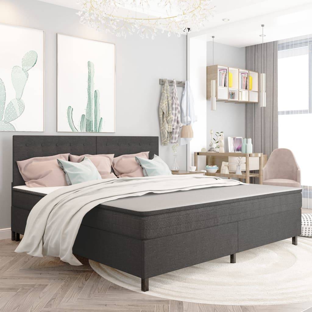 vidaXL Boxspringbett Dunkelgrau Stoff 200x200 cm-1