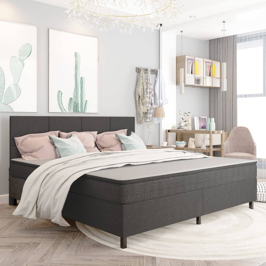 Boxspringbett Dunkelgrau Stoff 200x200 cm-1
