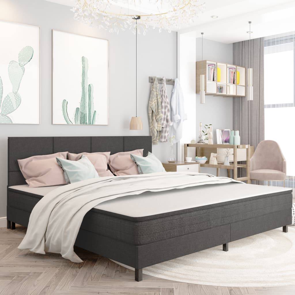 Boxspringbett Dunkelgrau Stoff 200x200 cm-1