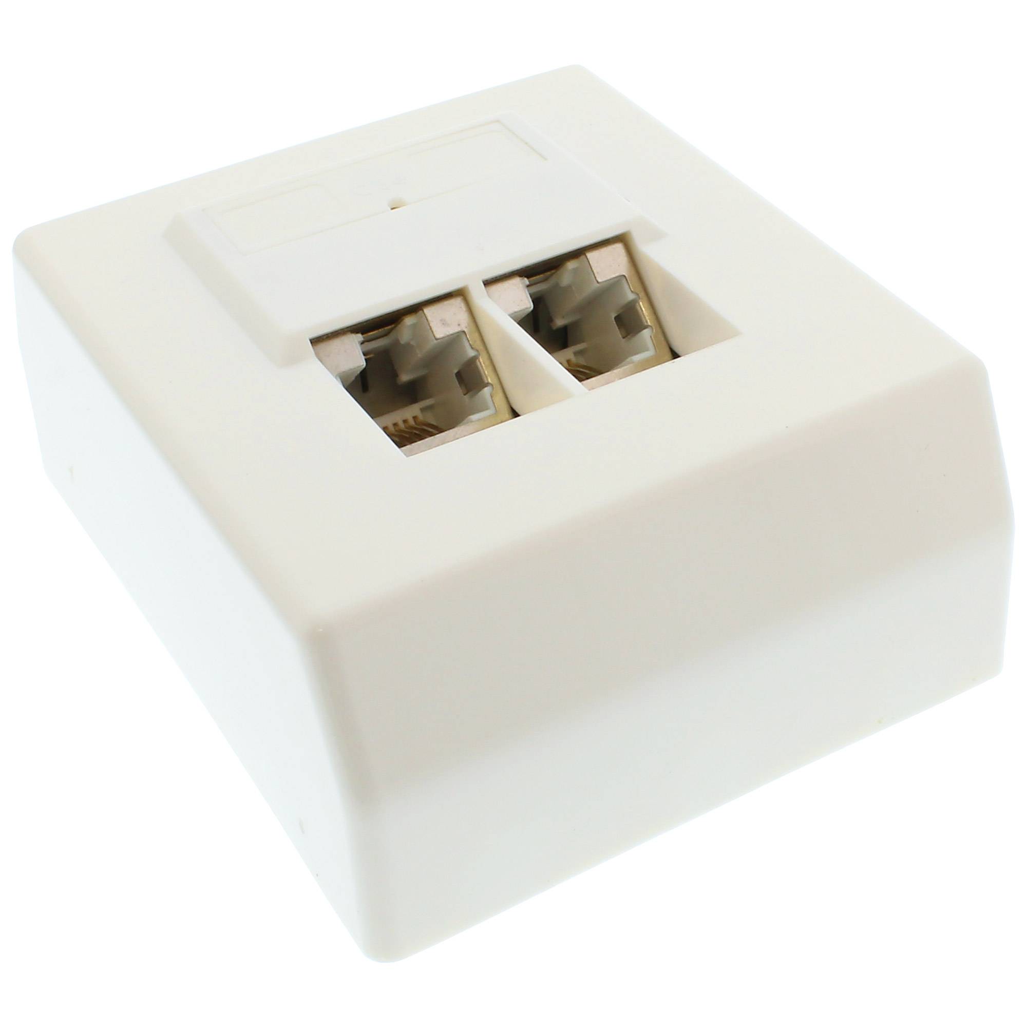 InLine® Cat.5e Anschlussdose, AP 2x RJ45 Buchse, RAL 9010, weiß-0