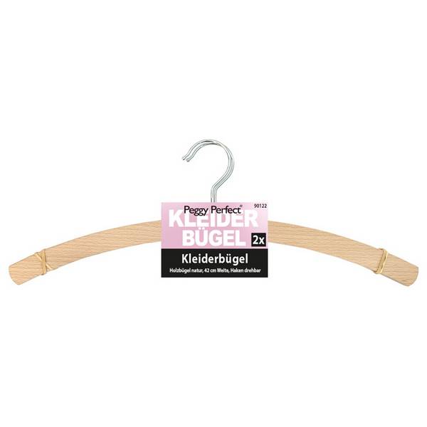 Peggy Perfect Holz-Kleiderbügel ohne Steg, natur, 2er Pack