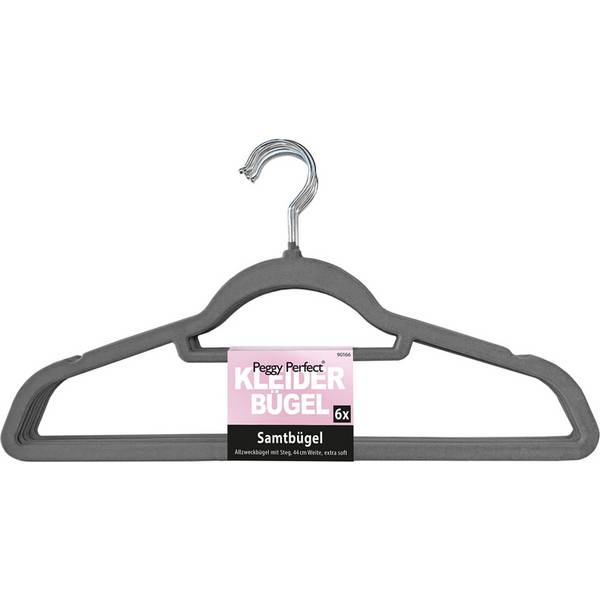 Peggy Perfect Kleiderbügel "Samtbügel" mit Steg, 6er Pack