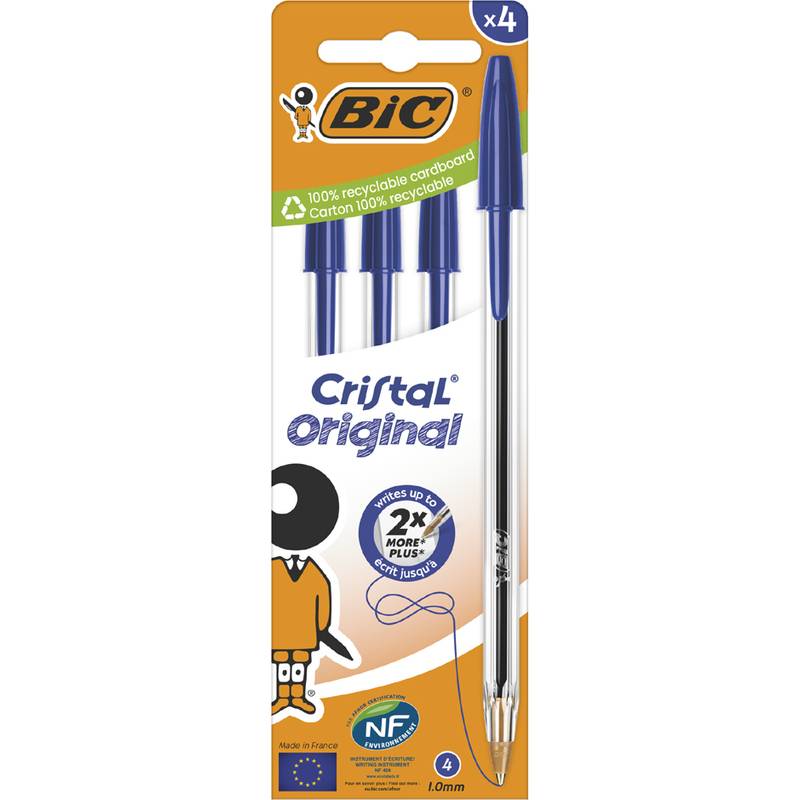BIC Kugelschreiber Cristal Original, blau, 4er Kartonbox (5110201)-0