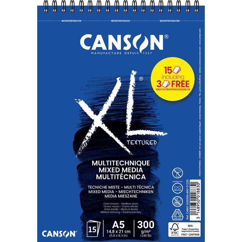 CANSON Studienblock XL MIXED MEDIA Textured Aktion, DIN A5 (5299287)-0