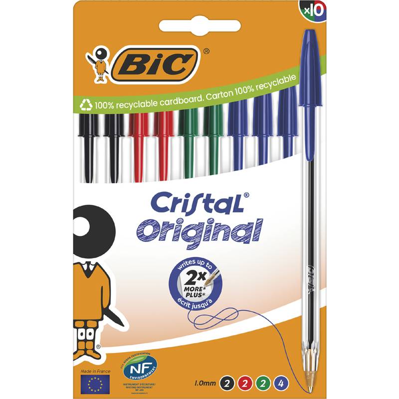 BIC - Kugelschreiber Cristal Original transparent Schreibfarbe farbsortiert 10 St.-0