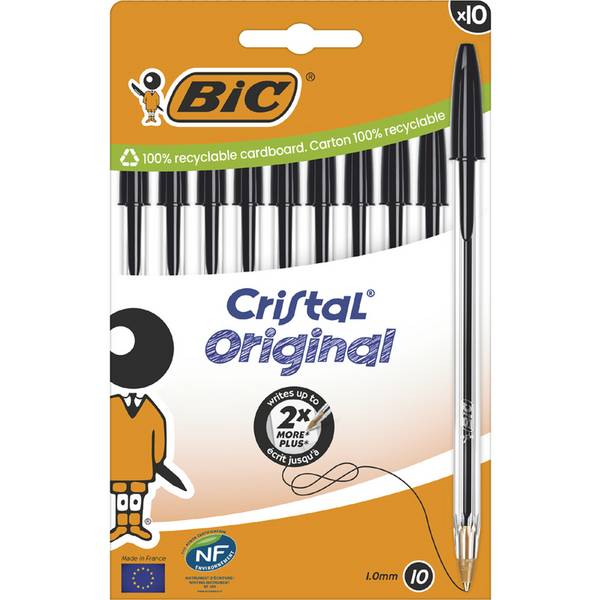 BIC Kugelschreiber Cristal Original, schwarz, 10er Kartonbox (5110205)