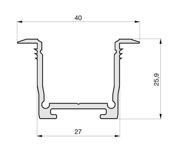 Radium Lampenwerk Alu-Profil Einbau 2m TRPA4220-2