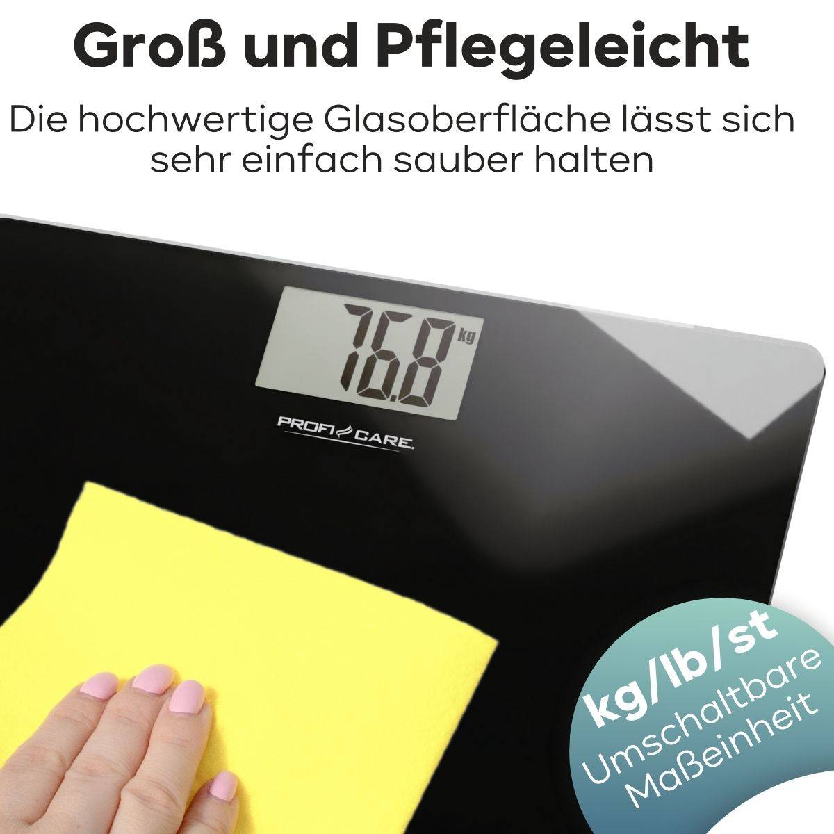 PC-PW 3122 schwarz Personenwaage eckig 180kg-4