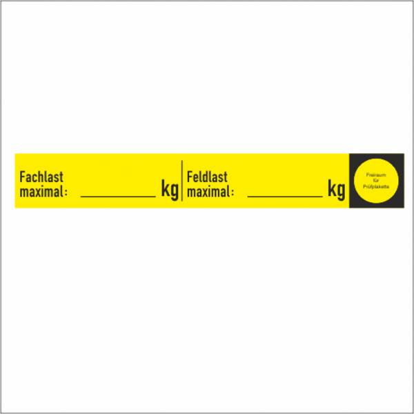Regalbelastungsaufkleber "Fachlast…Feldlast...", Folie, gelb, 250 x 35 mm, 10 St./ Bogen