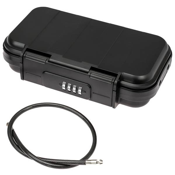 HMF 318-02 Tragbarer Safe mit Zahlenschloss, wasserdichter Mini Tresor mit Drahtseil, 23,5 x 14,5 x 5,8 cm
