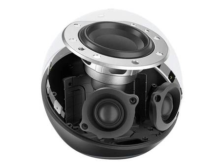 Schnittbild eines Smart Speakers zeigt die interne Lautsprechertechnologie.