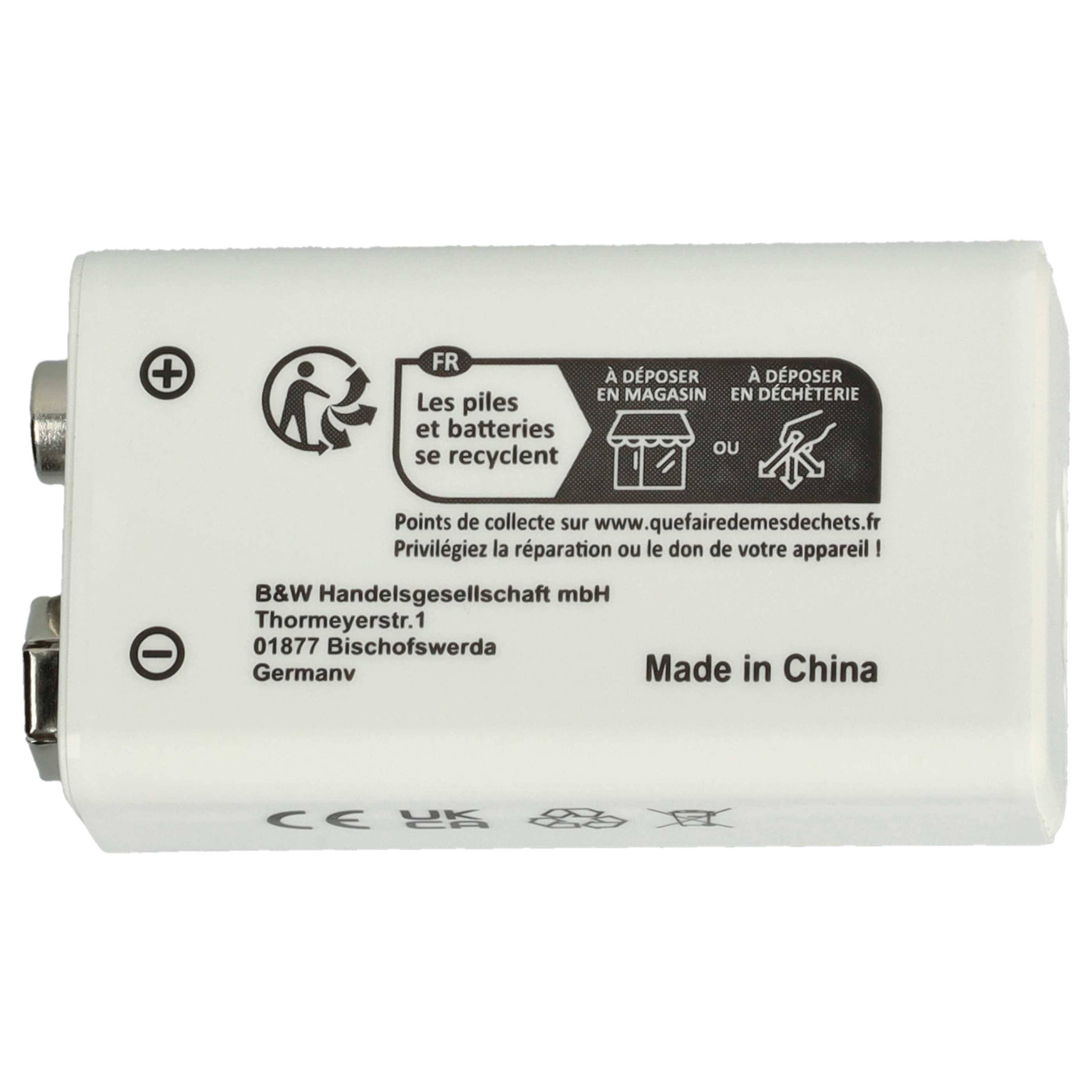 EXTENSILO 3x 9V-Akku Block für diverse Geräte (1 Ah, 9 V, Li-Ion) | ready-to-use, mit USB-C Buchse-1