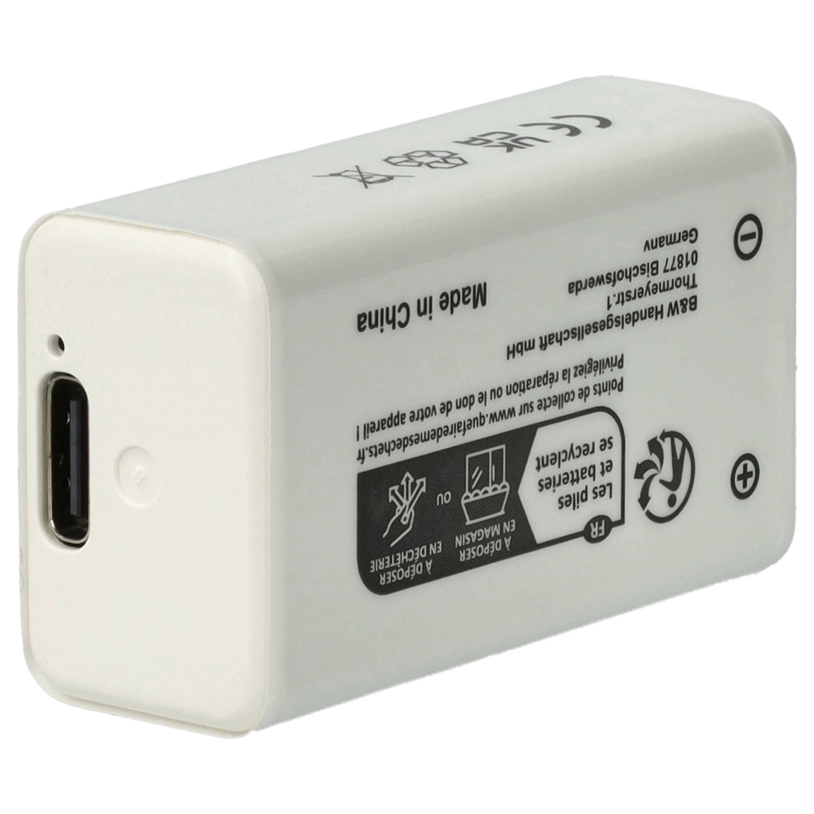 EXTENSILO 2x 9V-Akku Block für diverse Geräte (1 Ah, 9 V, Li-Ion) | ready-to-use, mit USB-C Buchse-2