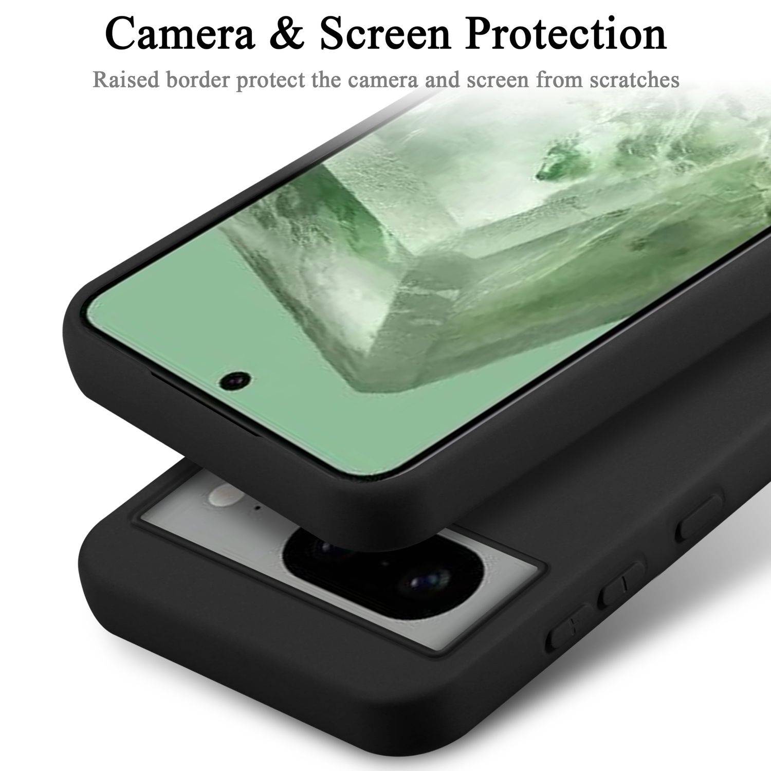 Cadorabo Schutzhülle für Google PIXEL 8 Hülle in Schwarz Handyhülle Case Cover TPU Etui-3