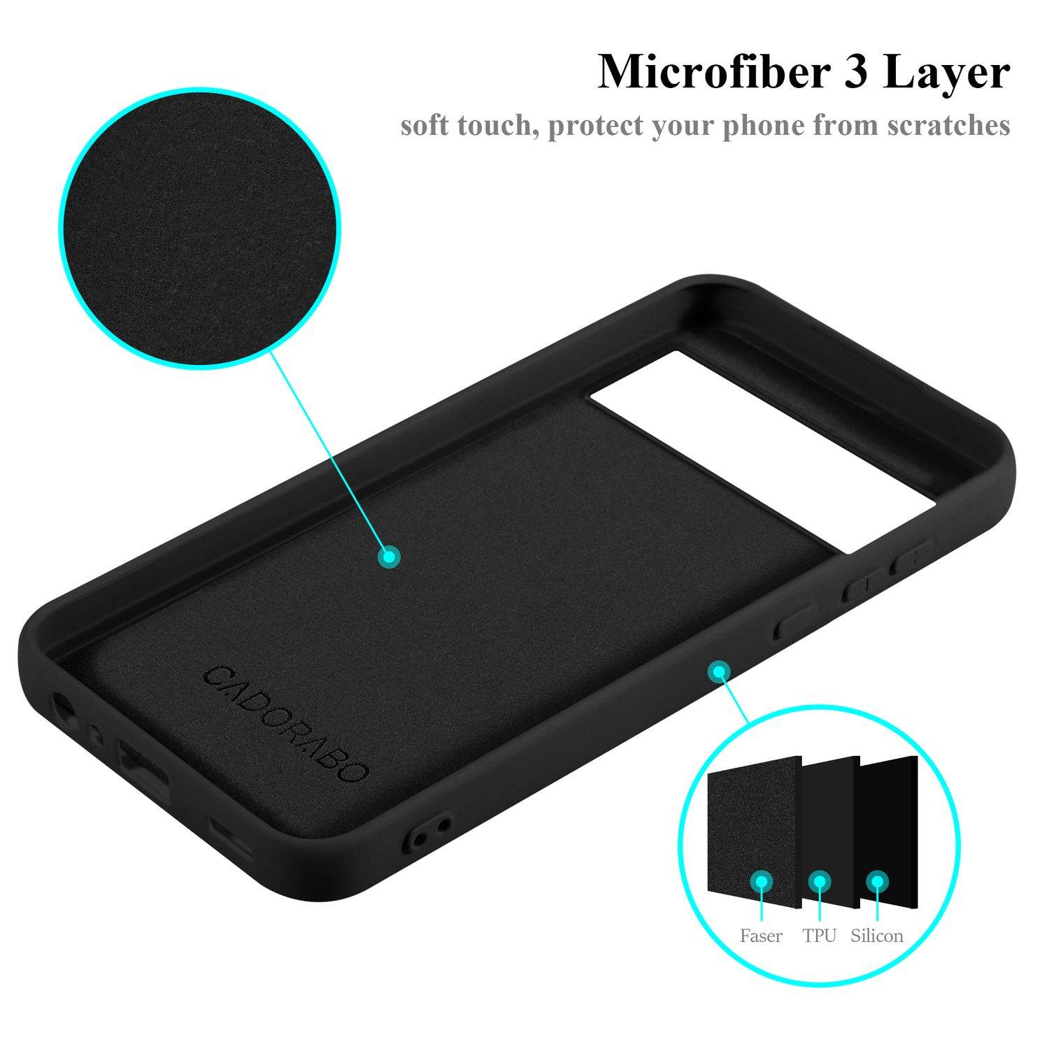 Cadorabo Schutzhülle für Google PIXEL 8 Hülle in Schwarz Handyhülle Case Cover TPU Etui-4