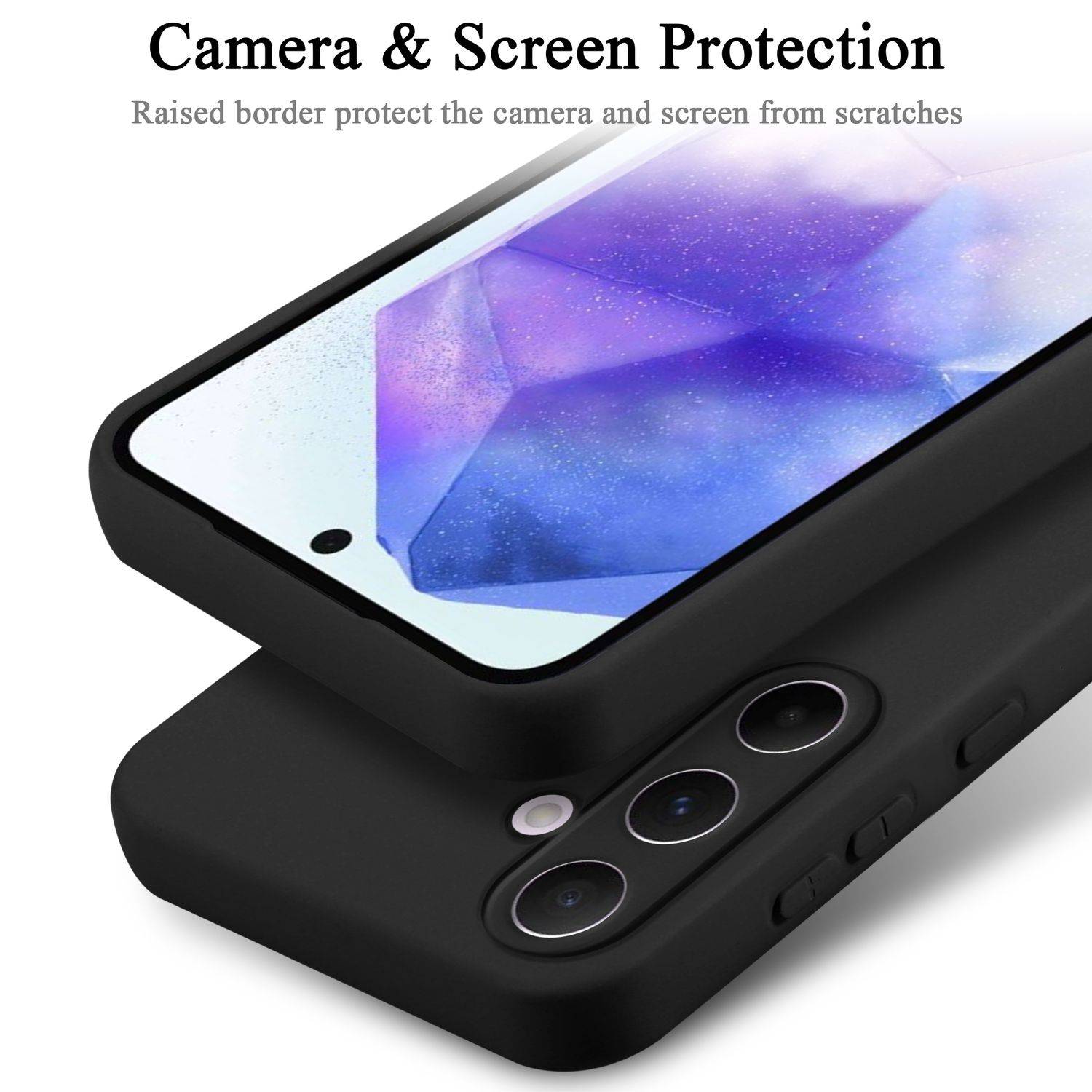 Cadorabo Schutzhülle für Samsung Galaxy A55 Hülle in Schwarz Handyhülle Case Cover TPU Etui-3