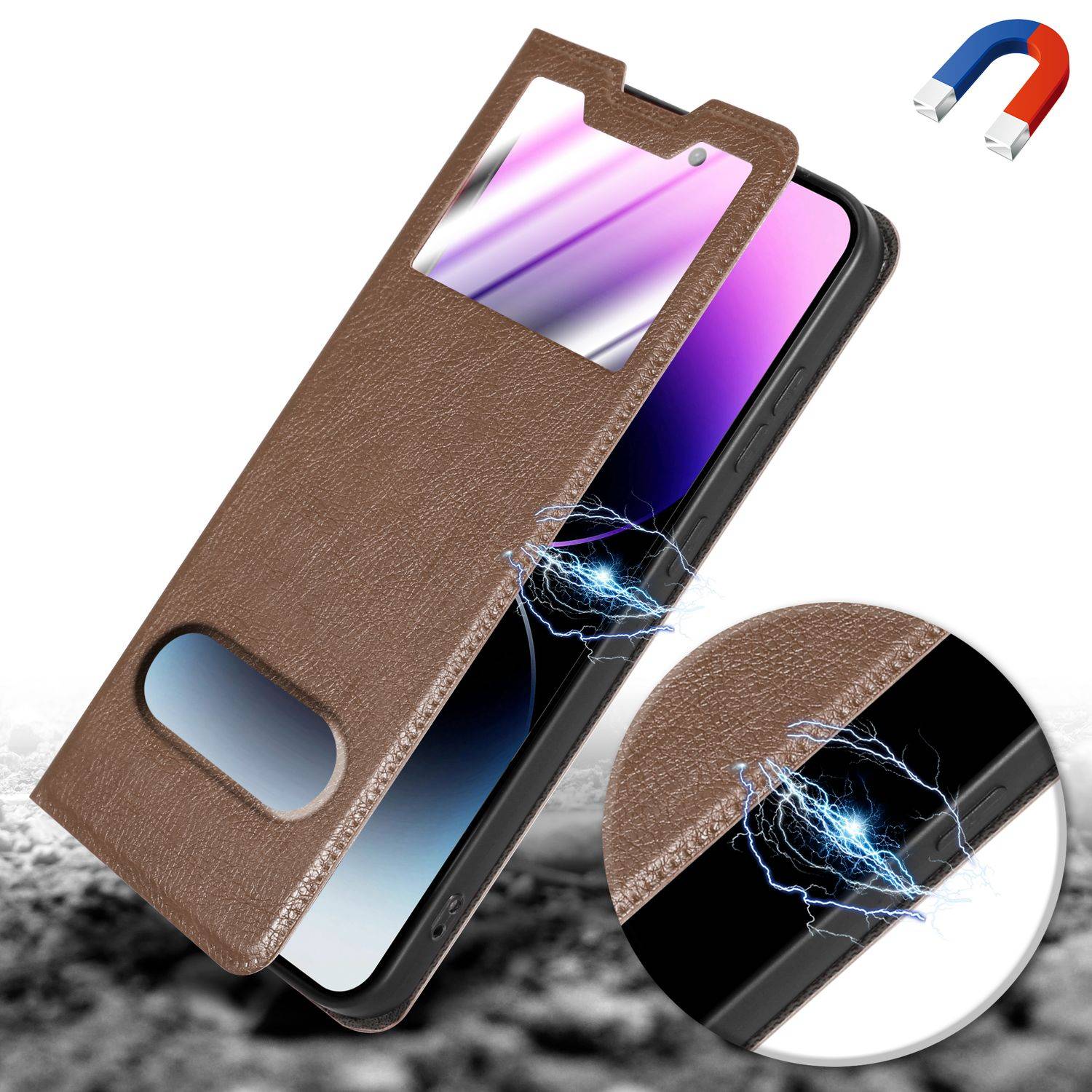 Cadorabo Schutzhülle für Samsung Galaxy S24 Hülle in Braun Handyhülle Book Case Cover Etui-3