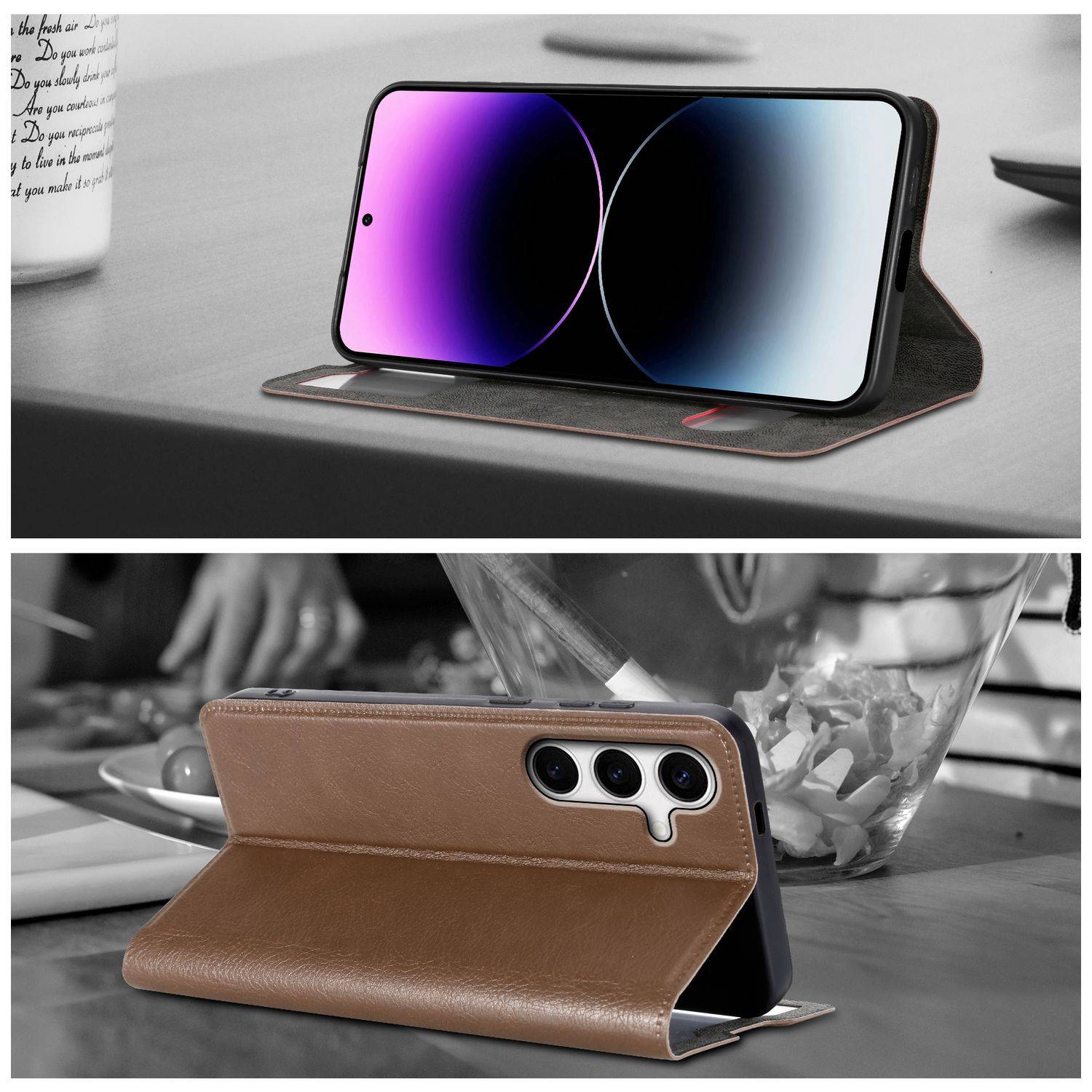 Cadorabo Schutzhülle für Samsung Galaxy S24 Hülle in Braun Handyhülle Book Case Cover Etui-4