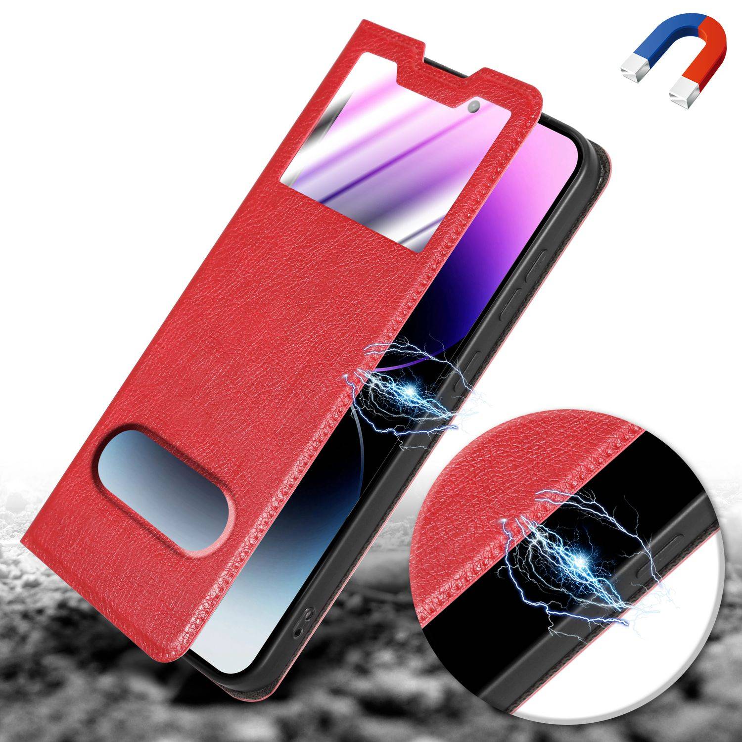 Cadorabo Schutzhülle für Samsung Galaxy S24 Hülle in Rot Handyhülle Book Case Cover Etui-3